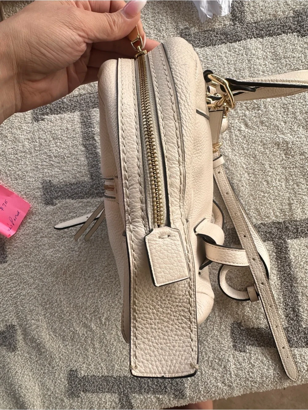 Coach Chalk Pebbled Leather Mini Backpack with Gold Hardware